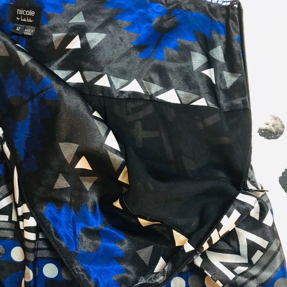 NICOLE MILLER A-Line Swing Satin Party Skirt sz 12 - Picture 5 of 8